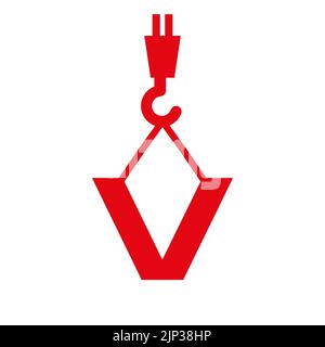 Letter V Construction Logo Template. Construction Logo Crane Concept Symbol Stock Vector