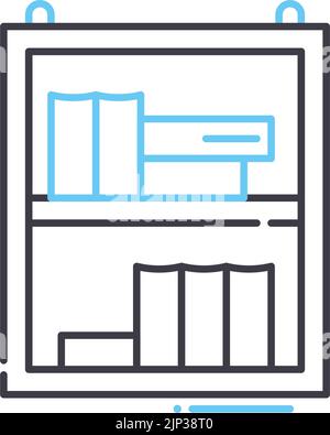 book shelf line icon, outline symbol, vector illustration, concept sign Stock Vector
