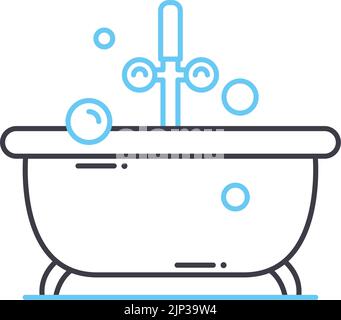 bathtub line icon, outline symbol, vector illustration, concept sign Stock Vector