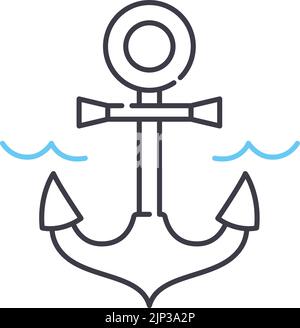 anchor line icon, outline symbol, vector illustration, concept sign Stock Vector