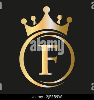 Letter F Crown Logo. Royal Crown Logo for Spa, Yoga, Beauty, Fashion, Star, Elegant, Luxury Sign Stock Vector