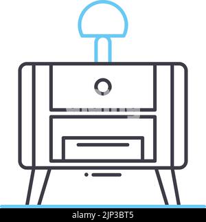 bedside table line icon, outline symbol, vector illustration, concept sign Stock Vector