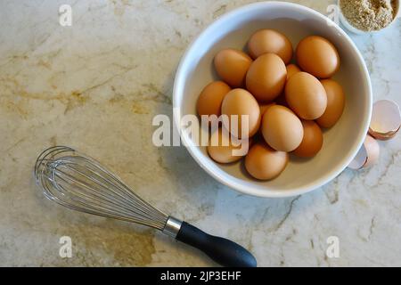 aerial view of baking with eggs Stock Photo