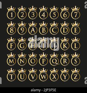 Luxury crown logo and crown monogram set. Gold crowns with text vector ...