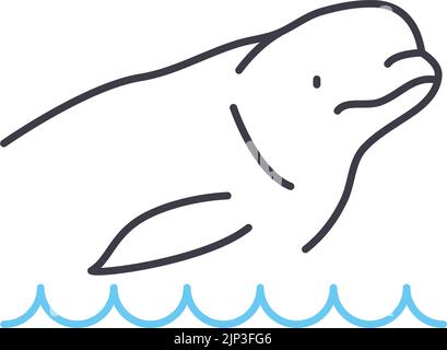 beluga whale line icon, outline symbol, vector illustration, concept sign Stock Vector