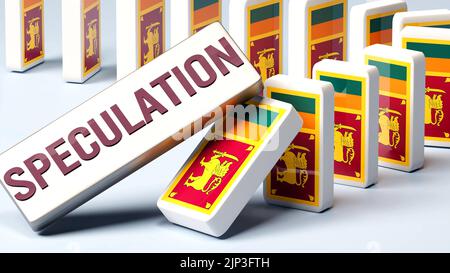 Sri Lanka and speculation, causing a national problem and a falling economy. Speculation as a driving force in the possible decline of Sri Lanka.,3d i Stock Photo