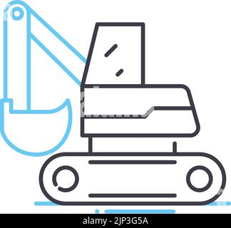 backhoe excavator line icon, outline symbol, vector illustration, concept sign Stock Vector