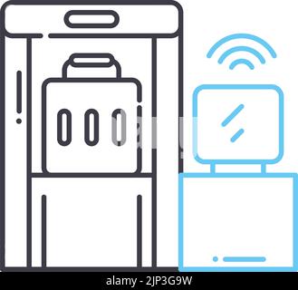 baggage scanner line icon, outline symbol, vector illustration, concept sign Stock Vector