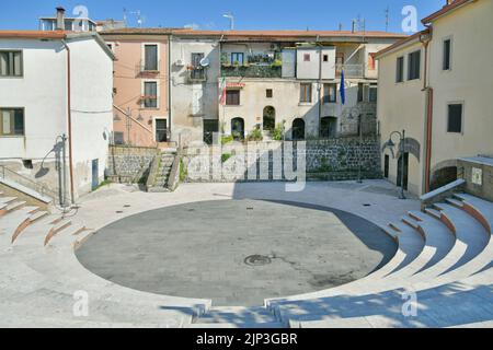 The small square of Castelvenere, a medieval village in the province of Avellino in Campania. Stock Photo