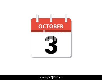 October, 3nd calendar icon vector, concept of schedule, business and tasks Stock Vector
