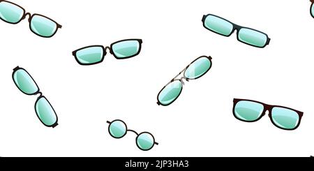 Set of eyeglasses. Optical instrument for better seeing. Seamless pattern. Object isolated on white background. Vector Stock Vector