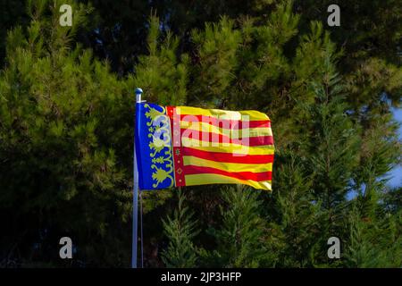 Flag of the Spanish region called Comunidad Valenciana Stock Photo