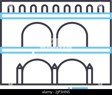 aqueduct line icon, outline symbol, vector illustration, concept sign Stock Vector