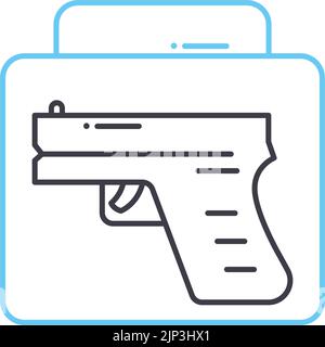 bullets bag line icon, outline symbol, vector illustration, concept sign Stock Vector
