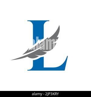 Letter L Feather Logo Vector Template. Law Logo Bird Feather Symbol Stock Vector