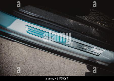 A closeup shot of an opel logo on modern car Stock Photo