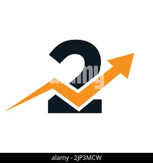 Letter 2 Financial Logo. Finance and Financial Investment Development Logo Template Concept with Business Growth Arrow Stock Vector