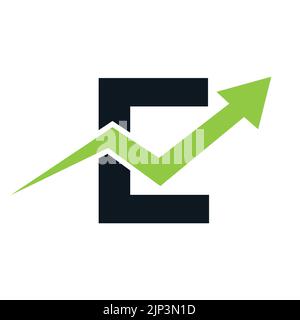Letter E Financial Logo. Finance and Financial Investment Development Logo Template Concept with Business Growth Arrow Stock Vector
