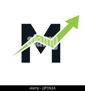 Letter M Financial Logo. Finance and Financial Investment Development Logo Template Concept with Business Growth Arrow Stock Vector
