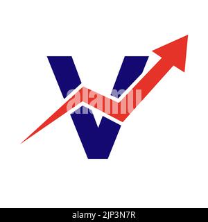 Letter V Financial Logo. Finance and Financial Investment Development Logo Template Concept with Business Growth Arrow Stock Vector