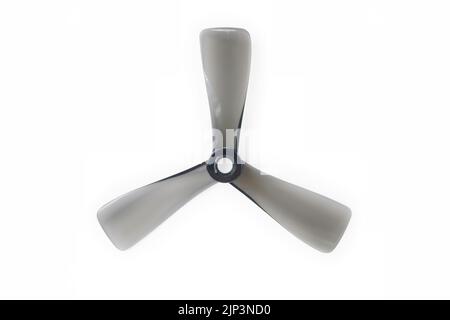 Gray transparent removable propeller for FPV drone or model aircraft isolated on white including clipping path Stock Photo