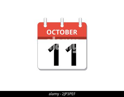 October, 11th calendar icon vector, concept of schedule, business and tasks Stock Vector