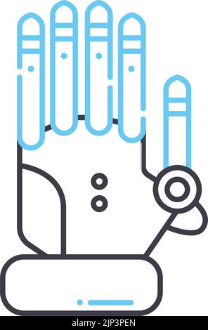 artificial hand line icon, outline symbol, vector illustration, concept sign Stock Vector