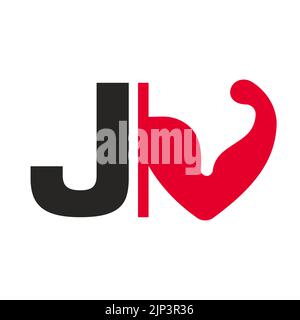 Letter J Fitness Logo Design. Healthy Arm Body Builder Logo Design Vector Template Stock Vector