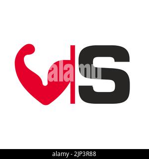 Letter S Fitness Logo Design. Healthy Arm Body Builder Logo Design Vector Template Stock Vector