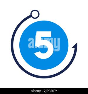 Letter 5 Fishing Logo Design Template. Fishing Club Logo On Letter 5 Concept Stock Vector