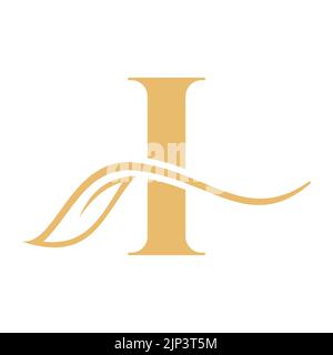 Letter I Beauty Flower Logo with Creative Concept Beauty, salon, Spa, Fashion and Yoga Sign Stock Vector