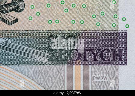 Reverse of 100 polish zloty banknote for design purpose Stock Photo - Alamy