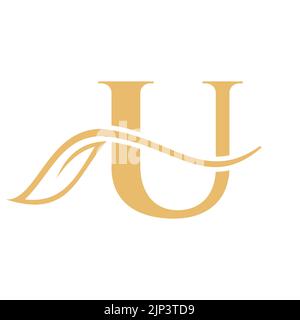 Letter U Beauty Flower Logo with Creative Concept Beauty, salon, Spa, Fashion and Yoga Sign Stock Vector