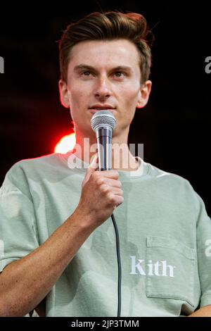 Northlands Race Track, Canada. 14th Aug, 2022. Trevor Wallace performs at the Great Outdoor Comedy Festival. Credit: SOPA Images Limited/Alamy Live News Stock Photo