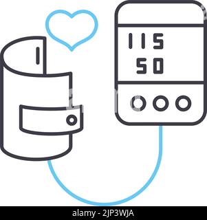 blood pressure meter line icon, outline symbol, vector illustration, concept sign Stock Vector