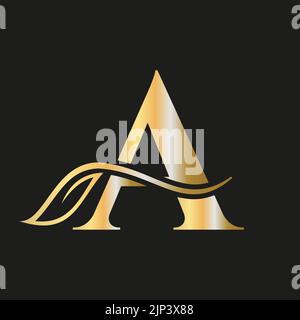 Letter A Beauty Flower Luxury Logo with Creative Concept Elegant, Beauty, Salon, Spa, Fashion and Yoga Sign Vector Template Stock Vector