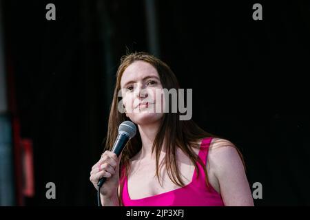 Northlands Race Track, Canada. 14th Aug, 2022. Maddy Smith performs at the Great Outdoor Comedy Festival. (Photo by Ron Palmer/SOPA Images/Sipa USA) Credit: Sipa USA/Alamy Live News Stock Photo