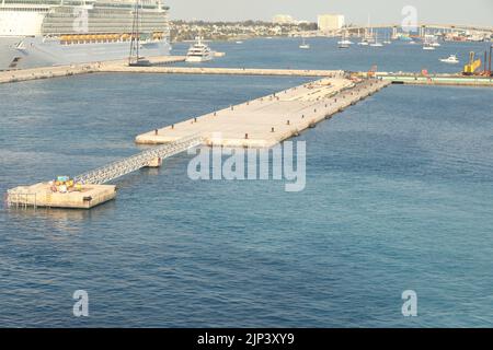 Construction for Marine works this picture for Construction Bert and Jetty, Construction Steel Pipe Pile used Piling Barge for driven pile. Stock Photo