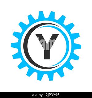 Letter Y Gear Logo Design Template. Automotive Gear Logo for Business and Industrial Identity Stock Vector