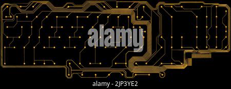 Close up Printed Keyboard Circuit isolated on black background Stock Photo
