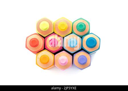colorful eraser in shaped pencil on white background Stock Photo