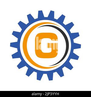 Letter G Gear Logo Design Template. Automotive Gear Logo for Business and Industrial Identity Stock Vector