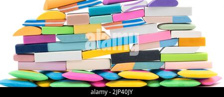 erasers arranged in overlapping rows Stock Photo