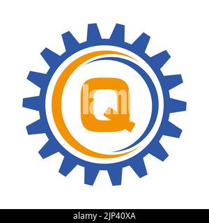 Letter Q Gear Logo Design Template. Automotive Gear Logo for Business and Industrial Identity Stock Vector