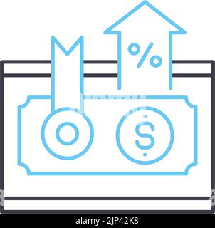 bond interest rate line icon, outline symbol, vector illustration, concept sign Stock Vector