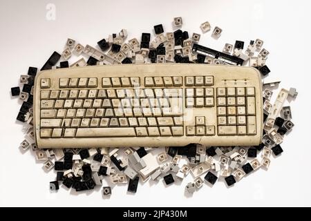 vintage desktop computer mechanical keyboard Stock Photo