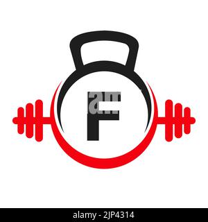 Letter F Fitness Logo Design . Sport Gym Logo Icon Design Vector Template Stock Vector