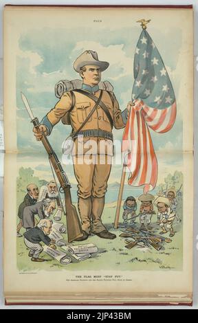 The flag must ''stay put'' - J.S. Pughe. Stock Photo