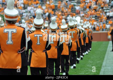 The University of Tennessee's Pride of the Southland band performs before every home game throughout the football season at Neyland Stadium. Stock Photo