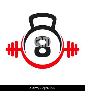 Letter 8 Fitness Logo Design . Sport Gym Logo Icon Design Vector Template Stock Vector